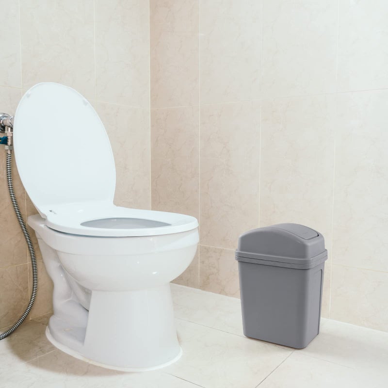 Hommp 2 Gallon Small Swing Lid Trash Can, Swing-Top Garbage Can, Gray - Image 5