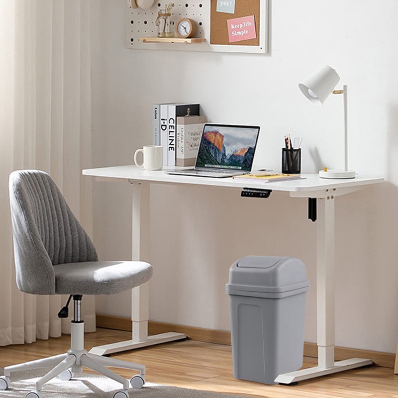 Hommp 2 Gallon Small Swing Lid Trash Can, Swing-Top Garbage Can, Gray - Image 4