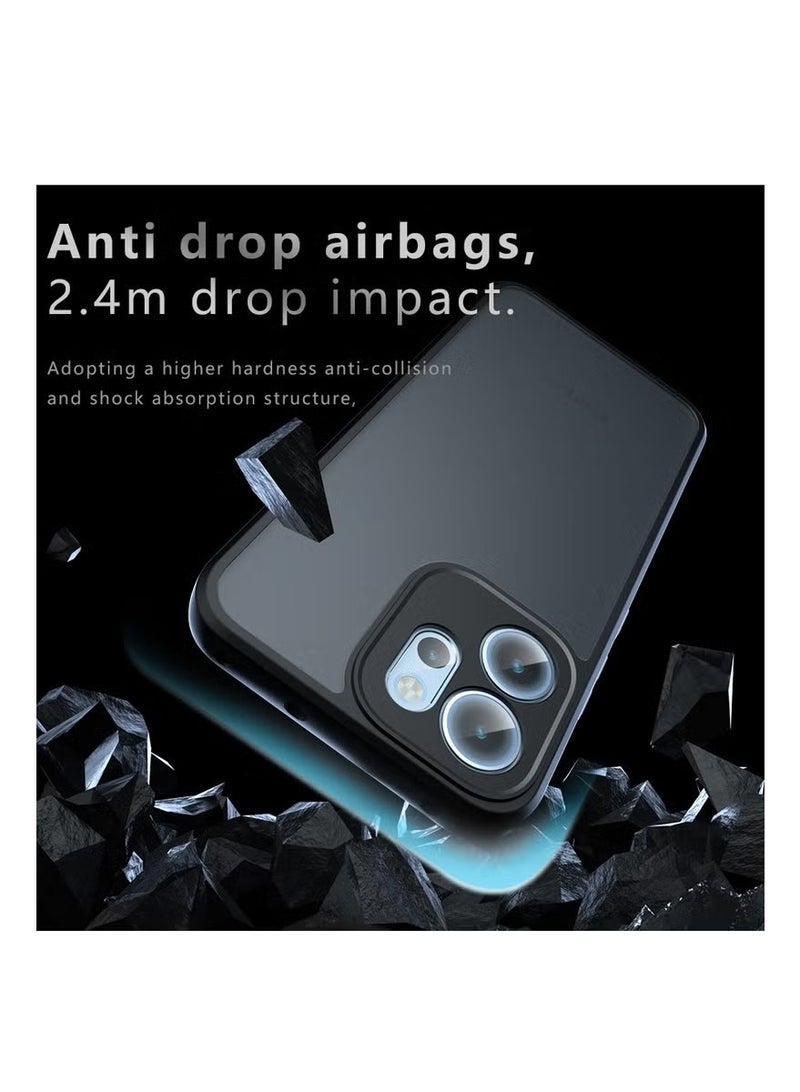 Case for OPPO Reno14 F 5G, Frosted Translucent Back Protective Slim Phone Cover, Anti-Fingerprints, Anti-Fall Drop Protection, Shockproof Case for OPPO Reno14 F 5G (Black) - Image 2