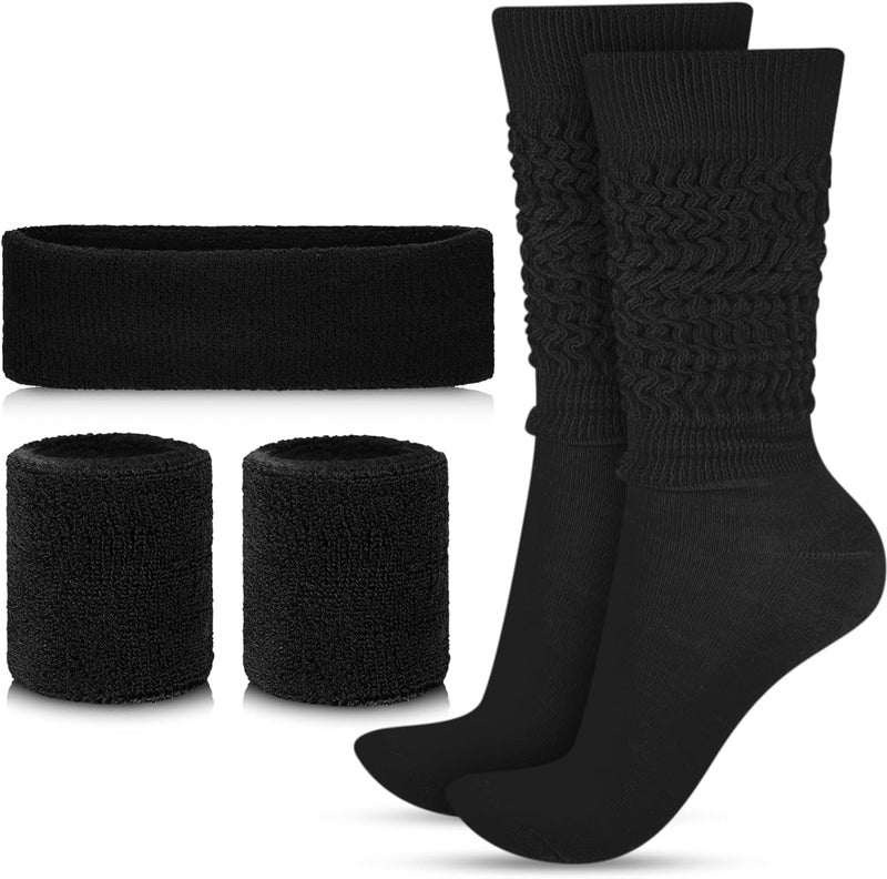 Luckam مجموعة إكسسوارات أزياء النيون من الثمانينات، جورب فضفاض، رباط رأس، سوار للمعصم، للنساء والفتيات في حفلات الكوسبلاي - Image 1