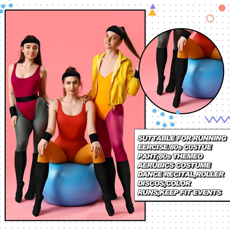 Luckam مجموعة إكسسوارات أزياء النيون من الثمانينات، جورب فضفاض، رباط رأس، سوار للمعصم، للنساء والفتيات في حفلات الكوسبلاي - Image 5