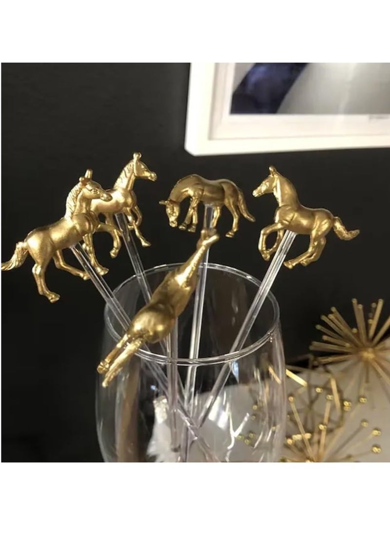 KASTWAVE 6 Pieces Kentucky Derby Horse Drink Stirrers, Reusable Cocktail Coffee Stirrers, Swizzle Sticks, Derby Decorations, for Parties,Weddings & Bar Events  - Image 3