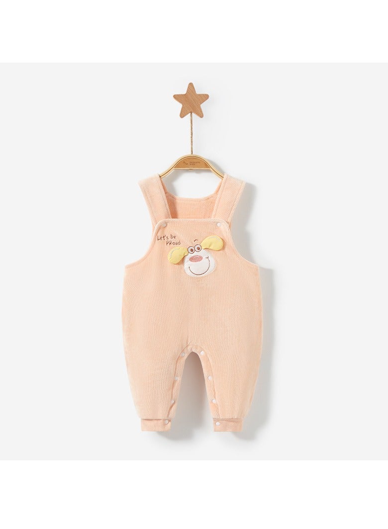 xozgdovg Baby pants New warm jacket button cotton pants overalls baby cotton clothes children's clothes orange 