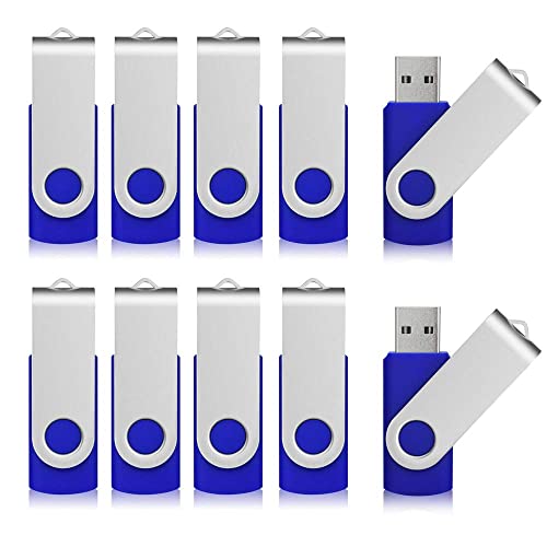 Aiibe 8 GB Flash Drive 10 Pack USB Flash Drives 8G USB 2.0 Memory Stick Thumb Drive Data Storage Swivel Keychain Design Pen Zip Drives Wholesale/Lot/Bulk (10 Pack, 8GB, Blue) - Image 1