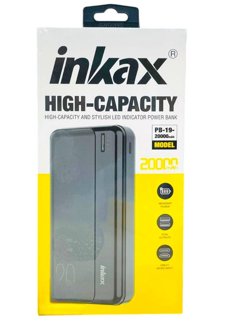 إنكاكس 20000mAh مؤشر LED عالي السعة شحن سريع باور بانك للهاتف المحمول  - Image 3