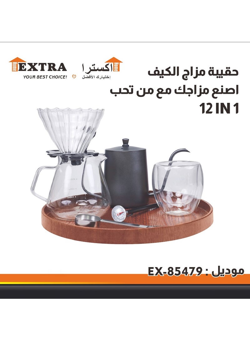 Extra V60 Coffee Set Complete 12 Piece, 600ml Coffee Dripper Set Tool with Storage Bag EX-85479  - Image 2