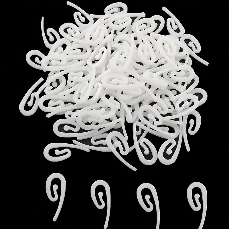White Plastic Curtain Hooks 100pcs 1.1 Inch Window Accessories - Image 1