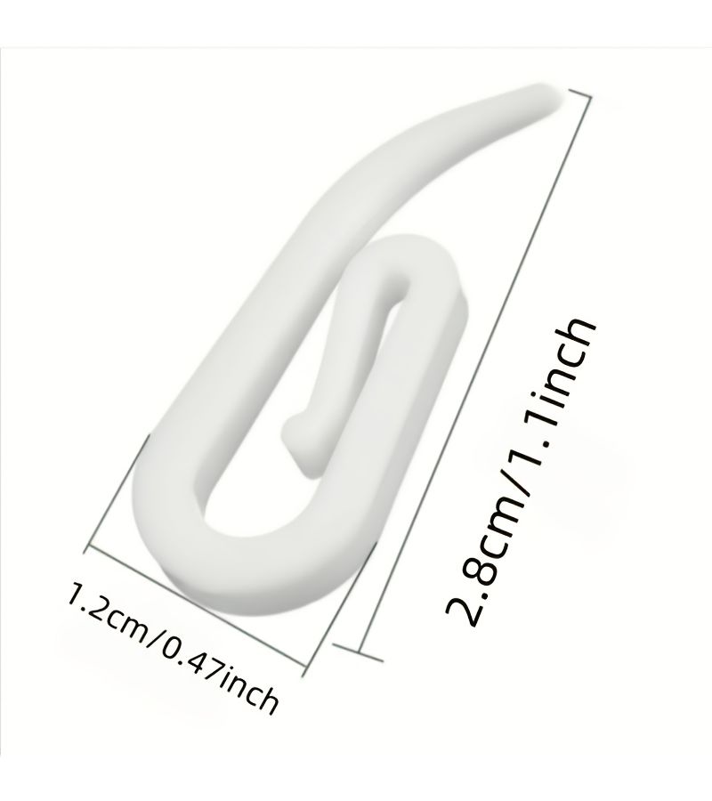 White Plastic Curtain Hooks 100pcs 1.1 Inch Window Accessories - Image 3
