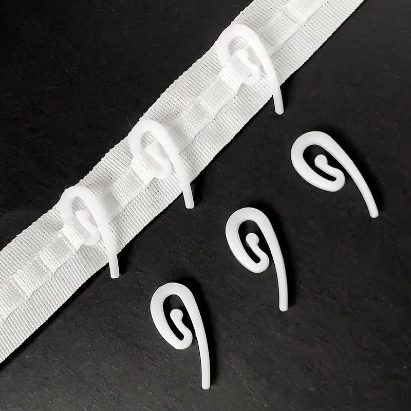 White Plastic Curtain Hooks 100pcs 1.1 Inch Window Accessories - Image 5
