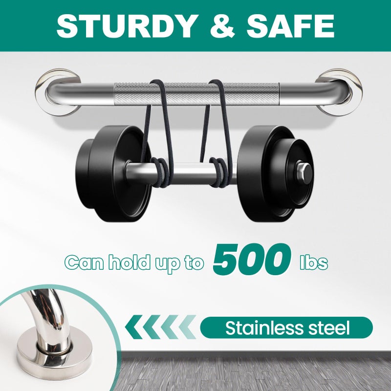 Fertoriy 2 Pack 16 Inch Grab Bars for Bathtubs and Showers, Safety Bathroom Shower Grab Bars for Seniors Holds up to 500LBs, Handicap Grab Bars Stainless Steel, Anti Slip Shower Handle for Wall, Elderly - Image 3