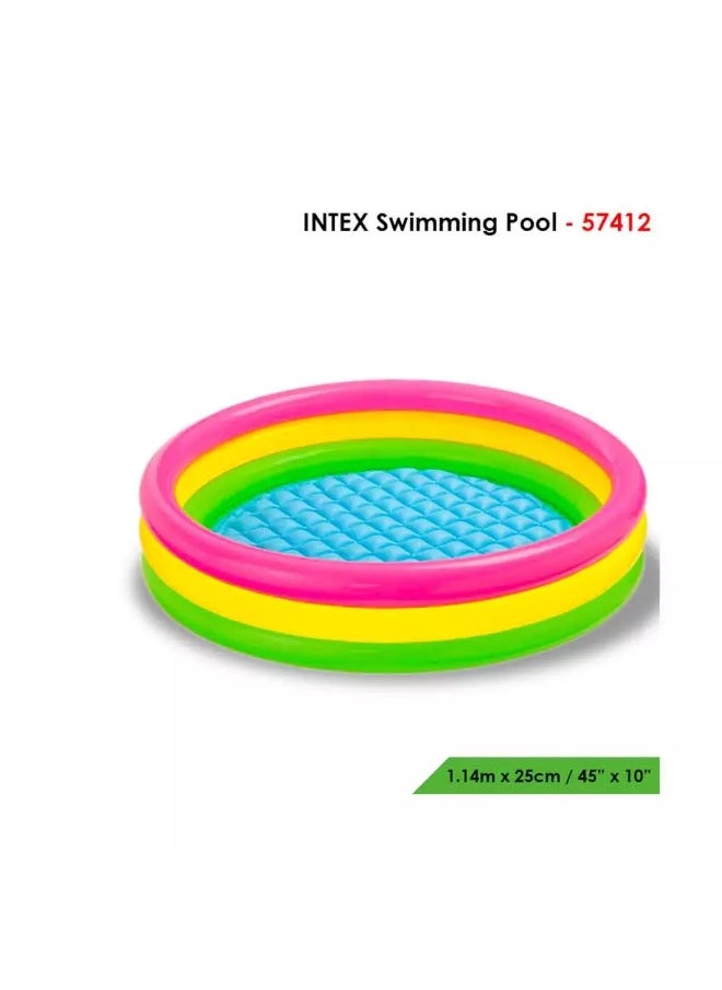 INTEX Intex Inflatable Baby Swimming Pool for Kids, Outdoor Indoor Multicolor Pool, Size 1.14mX25cm  - Image 2