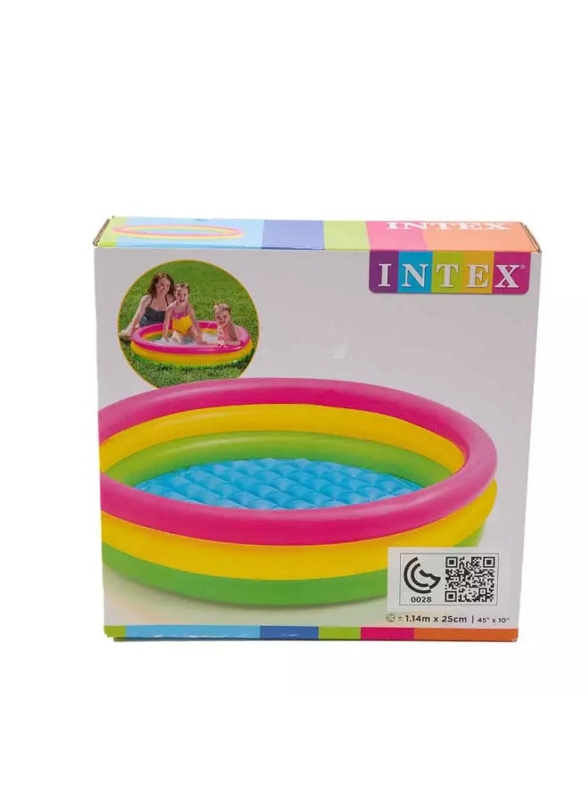 INTEX Intex Inflatable Baby Swimming Pool for Kids, Outdoor Indoor Multicolor Pool, Size 1.14mX25cm  - Image 5