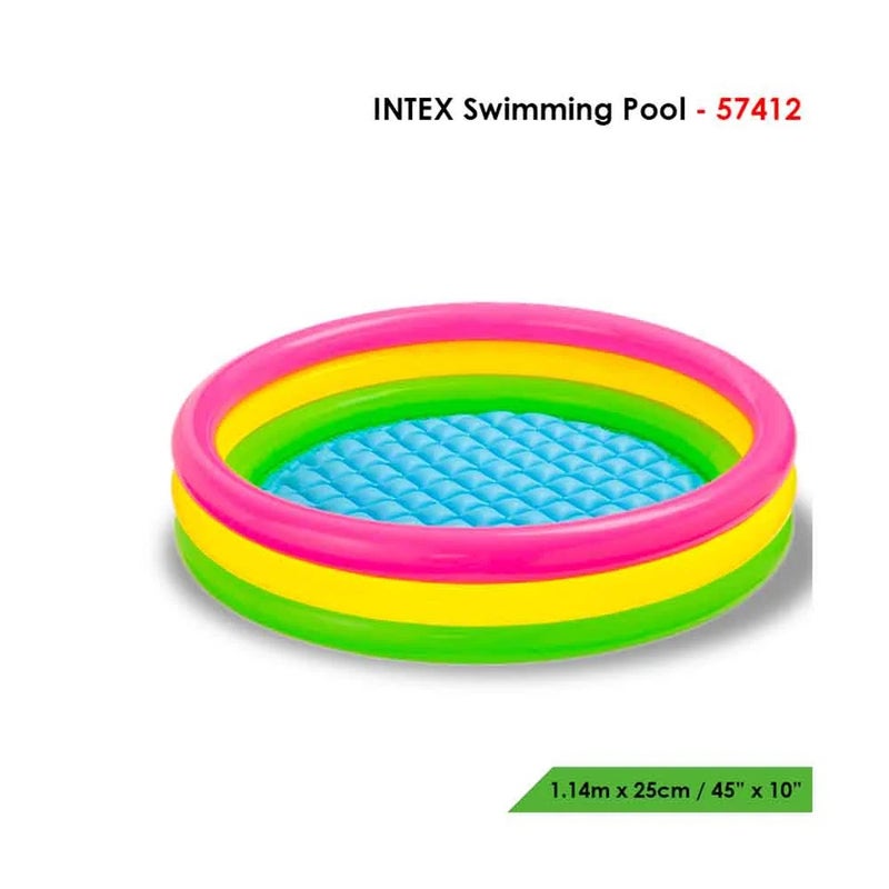 Intex Inflatable Baby Swimming Pool for Kids, Outdoor Indoor Multicolor Pool, Size 1.14mX25cm - Image 1