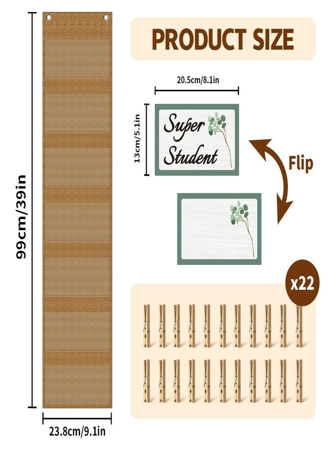 Amzoya Student Behavior Clip Chart for Classroom Management Kids,Reward Chart for Kids Hanging Bulletin Board Teacher Supplies for School Preschool (Eucalyptus) - Image 3