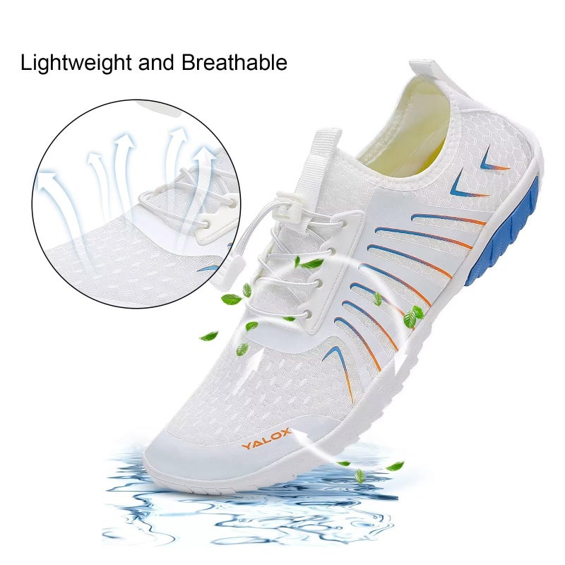 YALOX Water Shoes Men's Women's Swim Shoes Outdoor Beach Barefoot Quick-Dry Aqua Pool Socks Swimming Yoga Surfing Exercise(A03-White,39EU) - Image 2