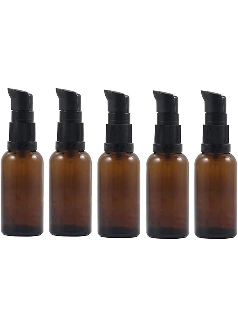 ericotry 6 Pcs 30ml Amber Glass Travel Bottles for Toiletries Refillable Travel Size Liquid Containers Glass Lotion Pump Bottle Mini Soap Pump Dispenser Cosmetic Container Bottle Travel Accessories 
