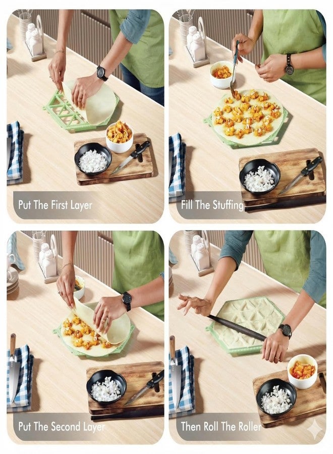 ADson™ Multi Samosa Maker Mold Tray – 24 Grid Samosa Maker Kitchen Cooking Tool (Hexagon, BPA Free) (Green) - Image 4