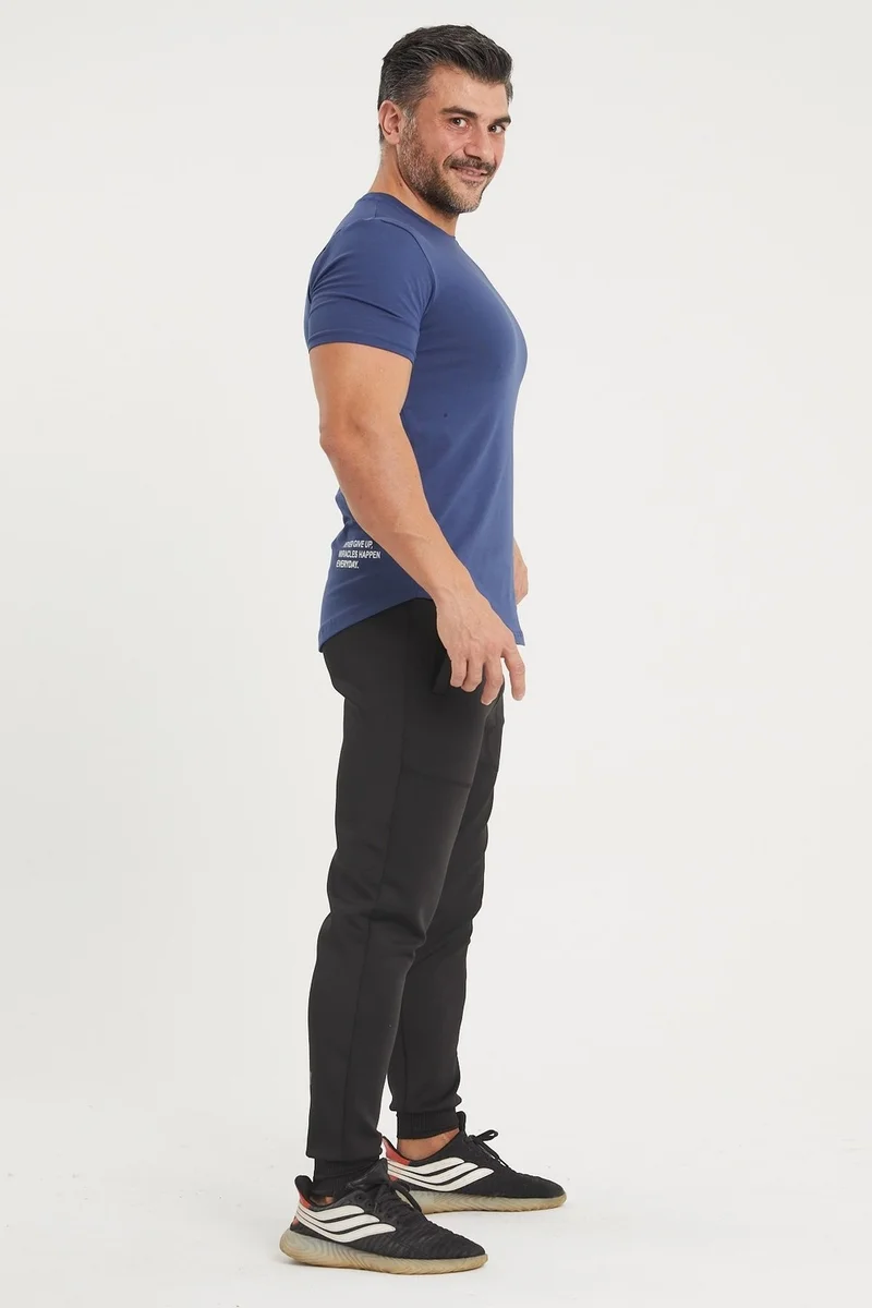 Gymwolves Sports Men's T-Shirt | Indigo | T-Shirts | Workout Tanktop | Never Give Up |