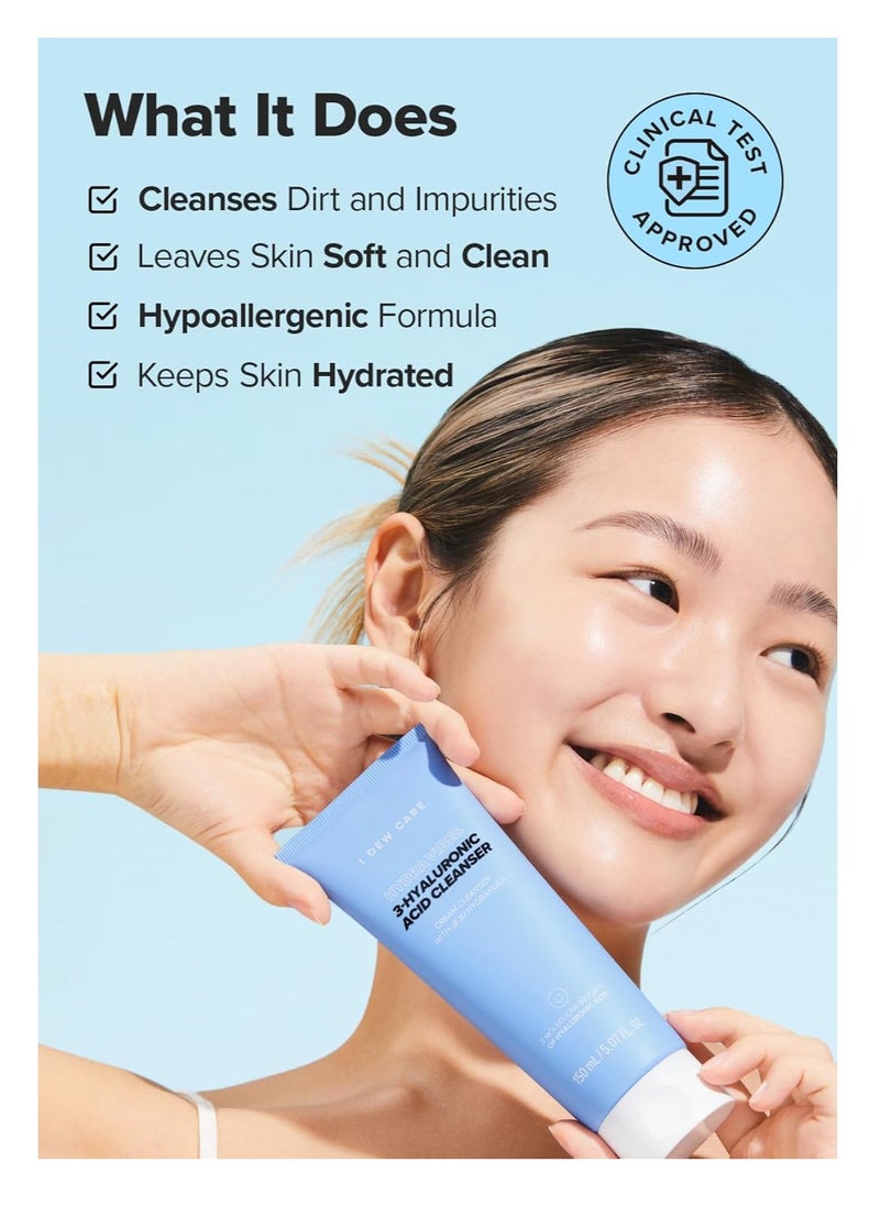 I DEW CARE - I DEW CARE Foam Cleansing - Hydra Vibes 3-Hyaluronic Acid Cleanser | Hyaluronic Acid, Moisturizing, Korean Glass Smoother Skin Care, Vegan, Cruelty-Free, Illuminating, Exfoliating, 5.07 FL Oz - Image 1