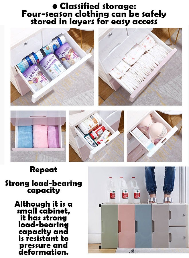 زي سي إم - هابي خزانة تخزين بلاستيكية سميكة مكونة من 5 طبقات بسعة كبيرة وتصميم درج، خزانة قابلة للتكديس - Image 4