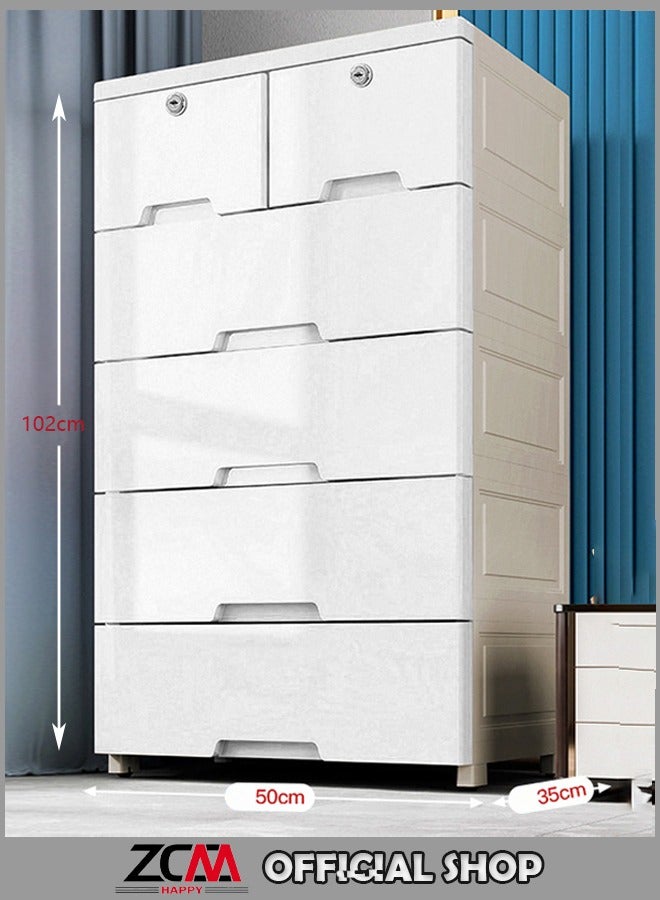 زي سي إم - هابي خزانة تخزين بلاستيكية سميكة مكونة من 5 طبقات بسعة كبيرة وتصميم درج، خزانة قابلة للتكديس - Image 1