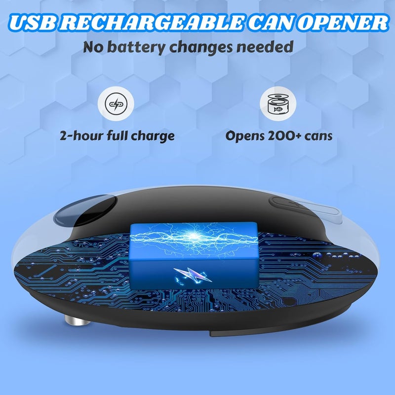 EZVING USB Rechargeable Electric Can Opener - Battery Operated, One Touch Auto Operation, Magnetic Lid Holder & Smooth Edge Cutting, Cordless & Hands Free Tin Opener for Seniors, Works with All Standard Cans - Image 2