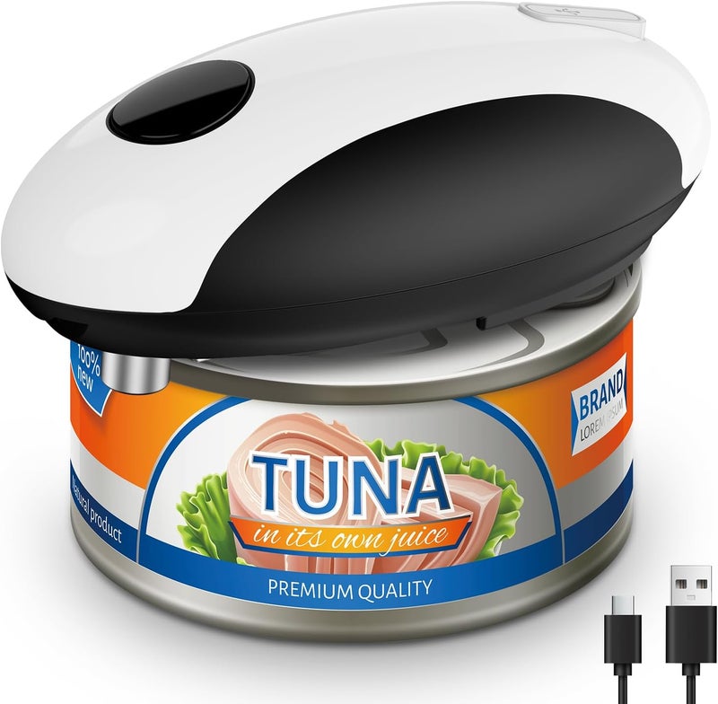 EZVING USB Rechargeable Electric Can Opener - Battery Operated, One Touch Auto Operation, Magnetic Lid Holder & Smooth Edge Cutting, Cordless & Hands Free Tin Opener for Seniors, Works with All Standard Cans - Image 1