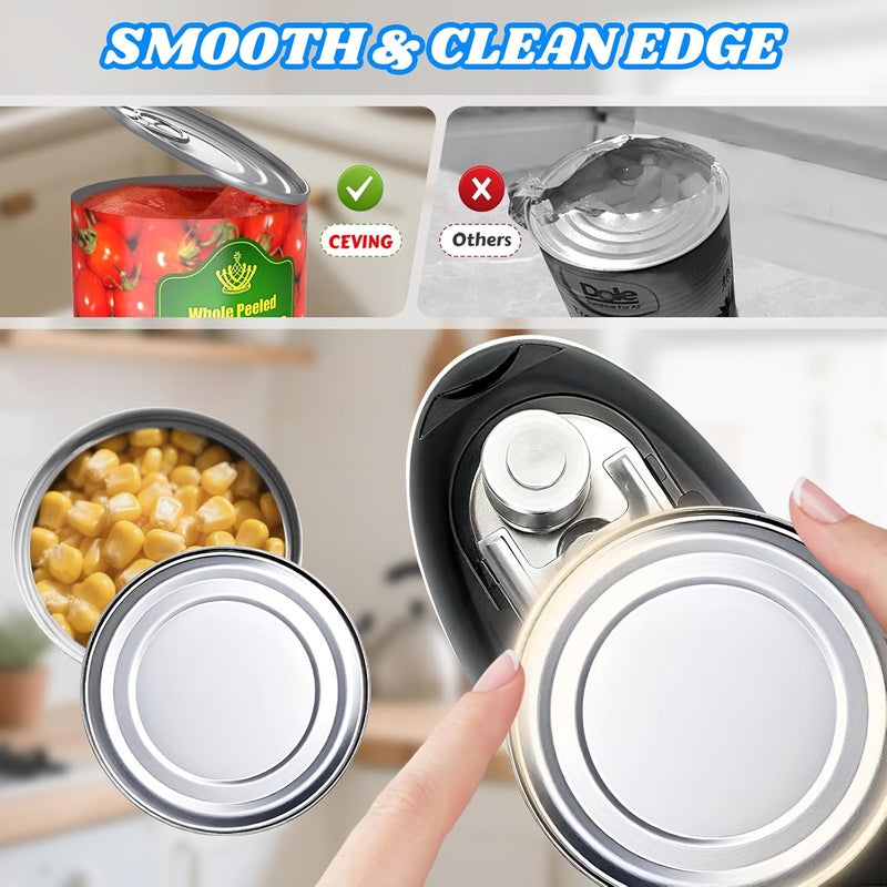 EZVING USB Rechargeable Electric Can Opener - Battery Operated, One Touch Auto Operation, Magnetic Lid Holder & Smooth Edge Cutting, Cordless & Hands Free Tin Opener for Seniors, Works with All Standard Cans - Image 5
