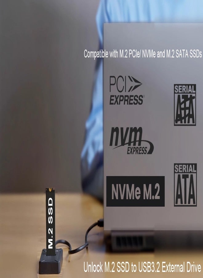 EYOOLD M.2 NVMe & SATA SSD Reader Adapter, M.2 SSD to USB C Docking Station for M.2 (M Key, B+M Key) NVMe and SATA NGFF SSD Size for 2280 2260 2242 2230 22110 Enclosure - Image 5