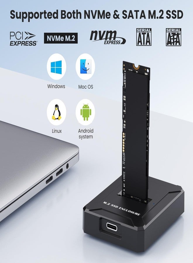 EYOOLD M.2 NVMe & SATA SSD Reader Adapter, M.2 SSD to USB C Docking Station for M.2 (M Key, B+M Key) NVMe and SATA NGFF SSD Size for 2280 2260 2242 2230 22110 Enclosure - Image 2