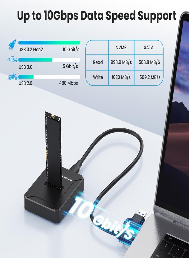 EYOOLD M.2 NVMe & SATA SSD Reader Adapter, M.2 SSD to USB C Docking Station for M.2 (M Key, B+M Key) NVMe and SATA NGFF SSD Size for 2280 2260 2242 2230 22110 Enclosure - Image 4