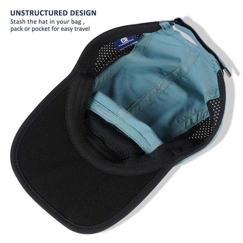 GADIEMKENSD Mens Folding Running Hat Long Brim Golf Hats Quick Dry Baseball Caps Unstructured Breathable Light UPF 50 Cooling Cap for Outdoor Sport Hiking Workout Gym Tennis Travel Sky Blue - Image 4