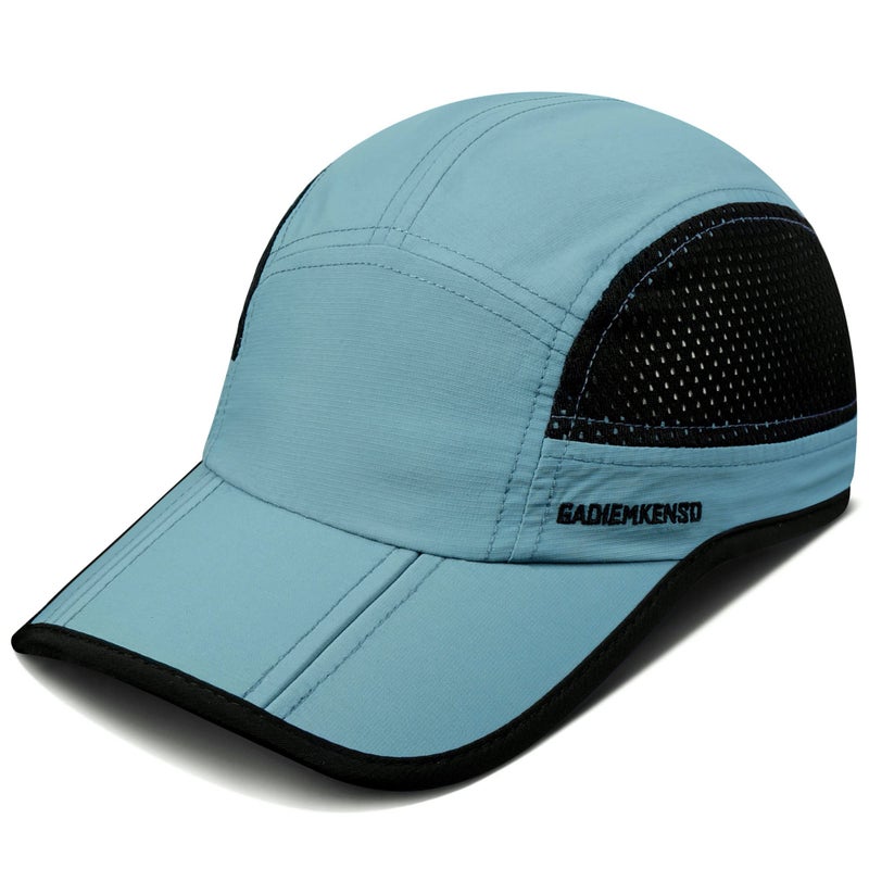 GADIEMKENSD Mens Folding Running Hat Long Brim Golf Hats Quick Dry Baseball Caps Unstructured Breathable Light UPF 50 Cooling Cap for Outdoor Sport Hiking Workout Gym Tennis Travel Sky Blue - Image 1