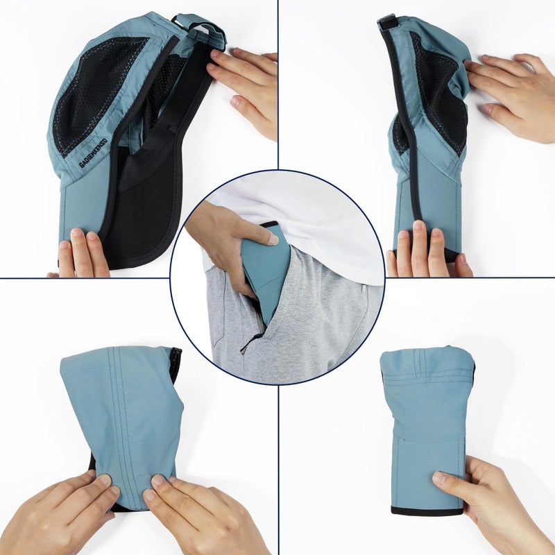 GADIEMKENSD Mens Folding Running Hat Long Brim Golf Hats Quick Dry Baseball Caps Unstructured Breathable Light UPF 50 Cooling Cap for Outdoor Sport Hiking Workout Gym Tennis Travel Sky Blue - Image 5