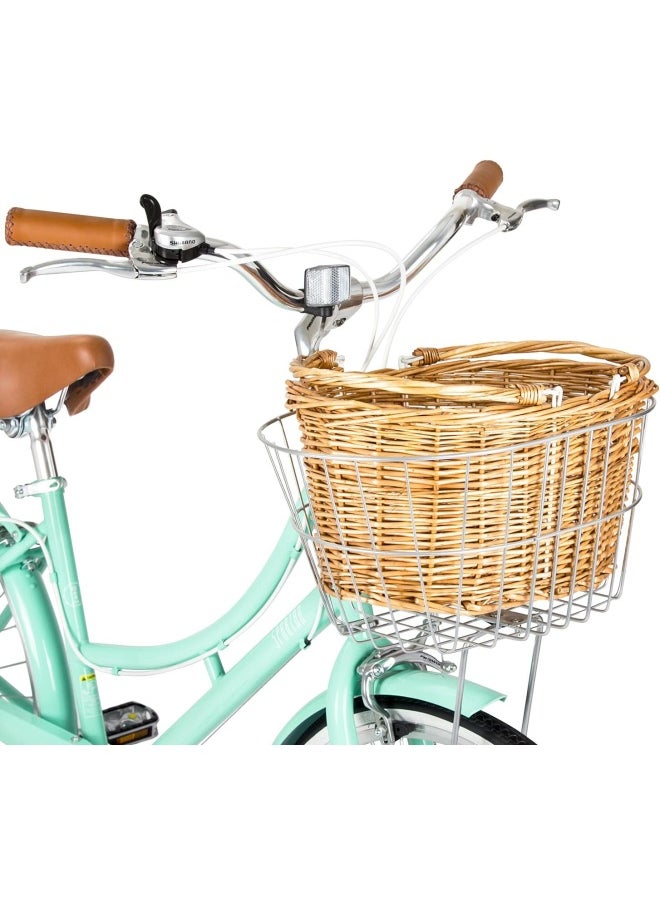 Spartan Platinum City Bike – 700c Wheels – Bikes with Gears for Women – Cruiser Bicycle for Ladies – Includes Rear Rack, Vintage Basket and Stand – Comfort Saddle – Commuter Bicycles – Desert Sage, M  - Image 3