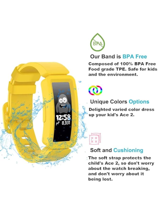 Khazna Strap for Fitbit Ace 2, Soft Silicone Waterproof Bracelet Accessories, Replaceable Sport Fitness Watch Bands Wristbands for Fitbit Ace 2 for Kids Boys Girls, 1 Pcs, Yellow  - Image 2