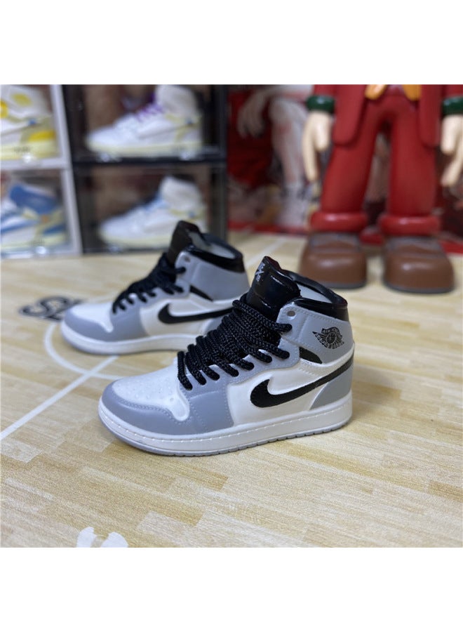1/6 Mini Sneakers Model Aj1 Creative Cute Basketball Shoes Keychain Car Bag Jewelry Aj Keychain-Color:1 Gray Scraping Music (a Pair Of Naked Shoes)  - Image 1