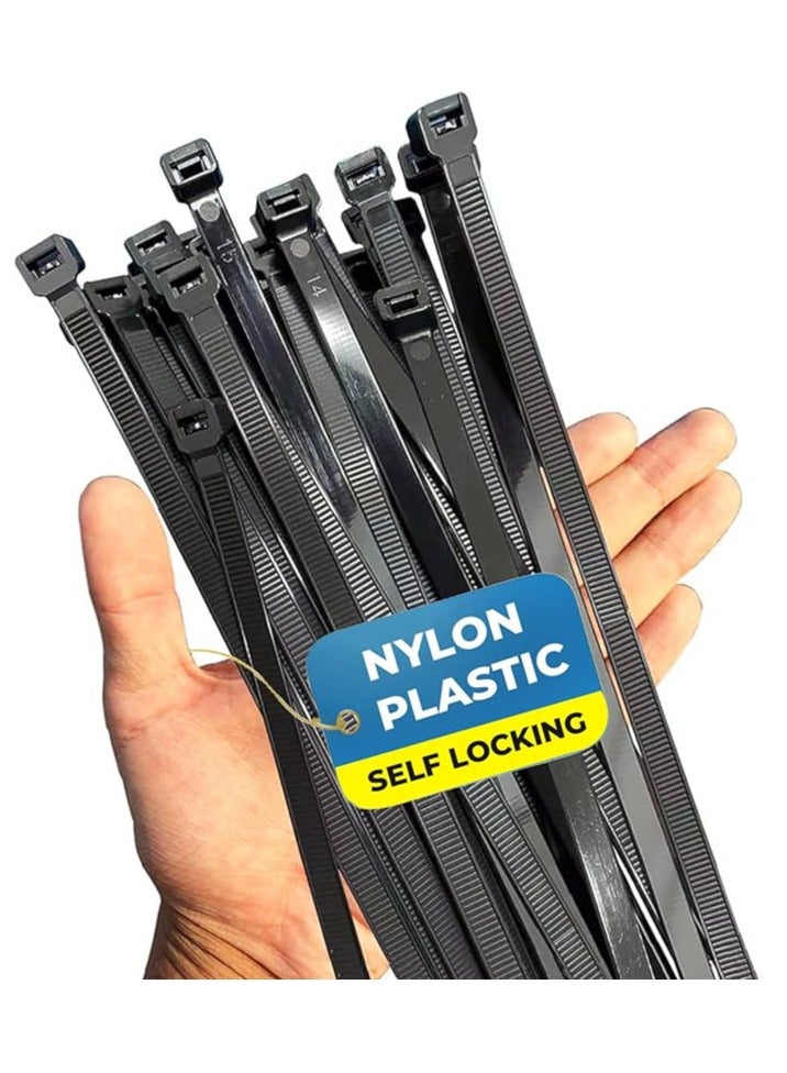 Duravel Nylon Zip Ties - Self Locking cable ties - Pack of 100 - Heavy Duty cable tie - High Weight Capacity-Nylon Cable Wire Ties for Indoor and Outdoor (BLACK, 10 CM LONG) - Image 1