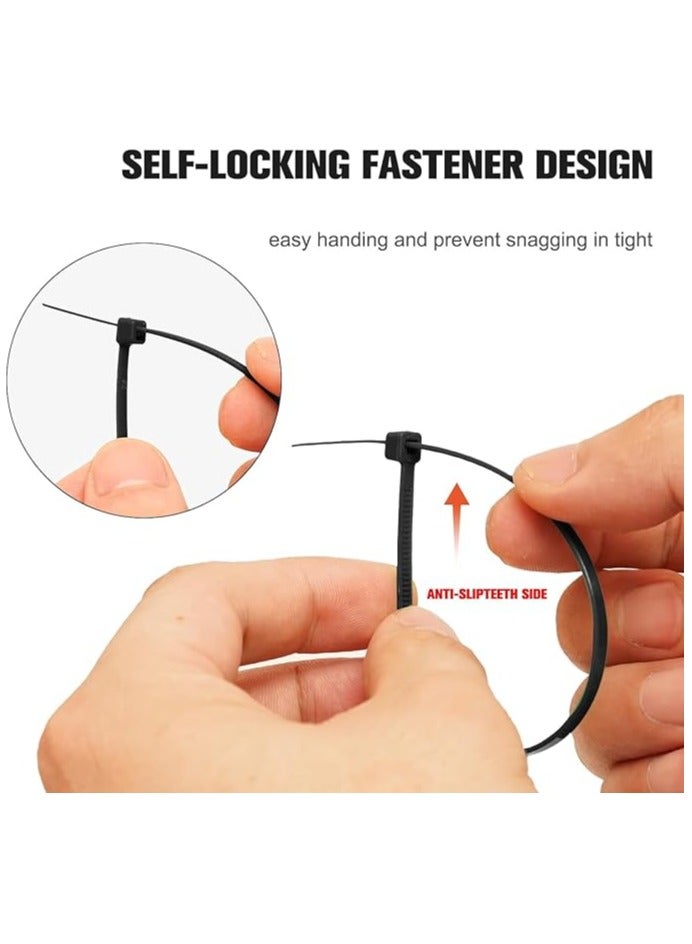 Duravel Nylon Zip Ties - Self Locking cable ties - Pack of 100 - Heavy Duty cable tie - High Weight Capacity-Nylon Cable Wire Ties for Indoor and Outdoor (BLACK, 10 CM LONG) - Image 2