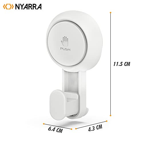 Nyarra Vacuum Suction Hooks,Wall Clips For Hanging Towel,Clothes,Kitchen Utensils,Drill-Free Installation,Removable & Reusable Wall Mounted Bathroom Hanger,Pack Of 2 (Thick Hooks [Nr-0553])-Abs,White - Image 3
