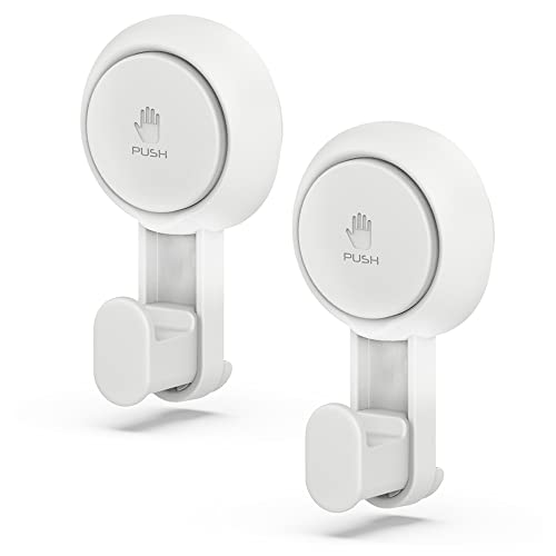 Nyarra Vacuum Suction Hooks,Wall Clips For Hanging Towel,Clothes,Kitchen Utensils,Drill-Free Installation,Removable & Reusable Wall Mounted Bathroom Hanger,Pack Of 2 (Thick Hooks [Nr-0553])-Abs,White - Image 1
