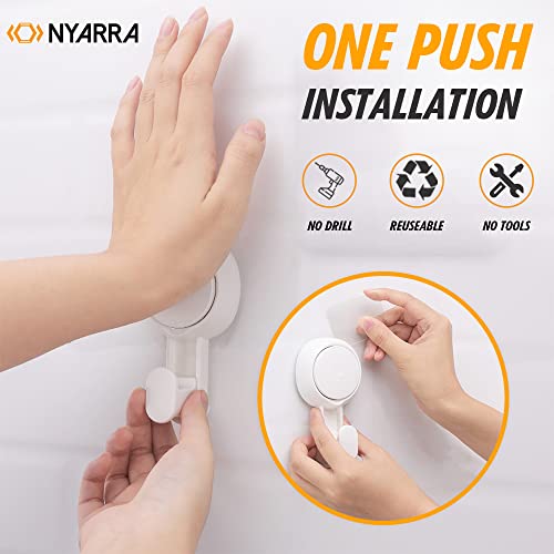 Nyarra Vacuum Suction Hooks,Wall Clips For Hanging Towel,Clothes,Kitchen Utensils,Drill-Free Installation,Removable & Reusable Wall Mounted Bathroom Hanger,Pack Of 2 (Thick Hooks [Nr-0553])-Abs,White - Image 2