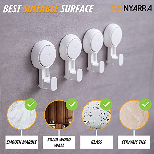 Nyarra Vacuum Suction Hooks,Wall Clips For Hanging Towel,Clothes,Kitchen Utensils,Drill-Free Installation,Removable & Reusable Wall Mounted Bathroom Hanger,Pack Of 2 (Thick Hooks [Nr-0553])-Abs,White - Image 5