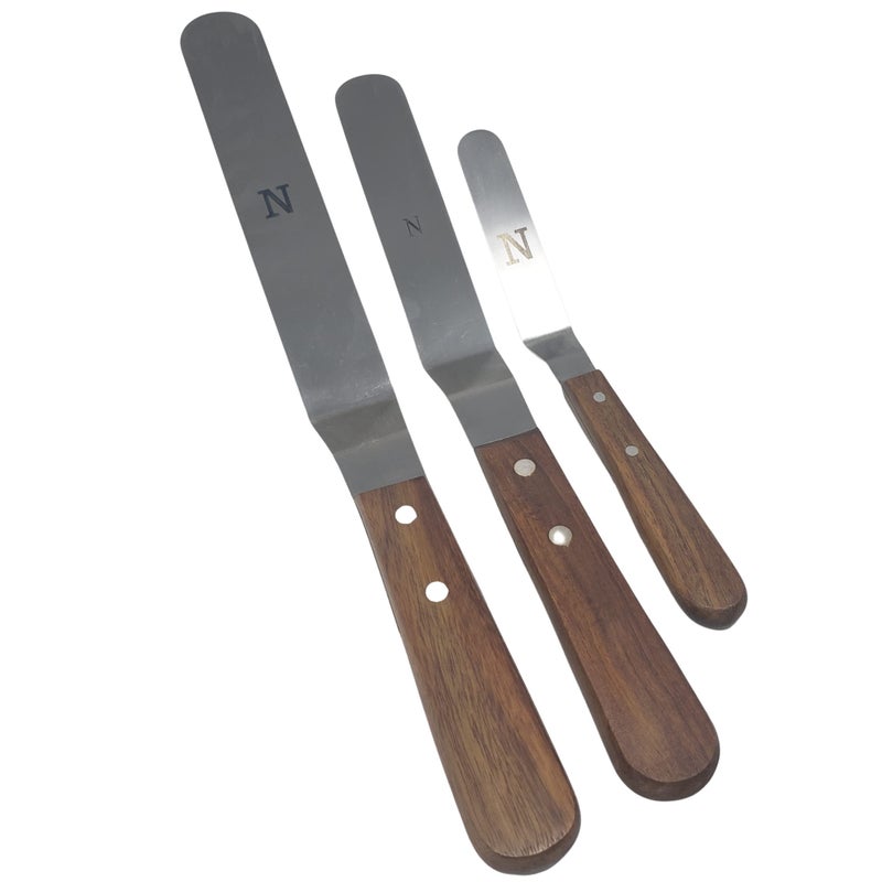 Offset Stainless Steel Spatula Set with Wood Handle  Professional Cake Decorating Tools  4 65  8 Stainless Steel Offset Blade Cake Spatula Set