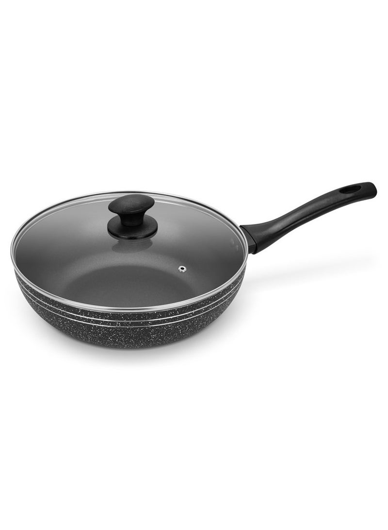 Auroware Non stick 28 cm Wok Pan Pressed Aluminum Three layer coating long lasting - Image 1
