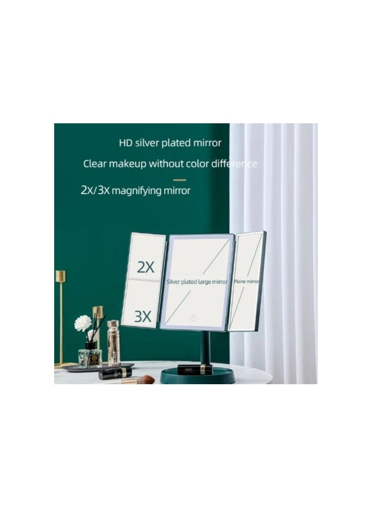 Foldable LED Makeup Mirror with 3 Panels – Perfect for Daily Use & Travel - Image 1