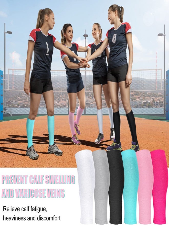 Sosation 6 Pairs Calf Compression Sleeve Women Footless Compression Stockings Elastic Leg Sleeve for Running Nurse Pregnant (Medium) - Image 5