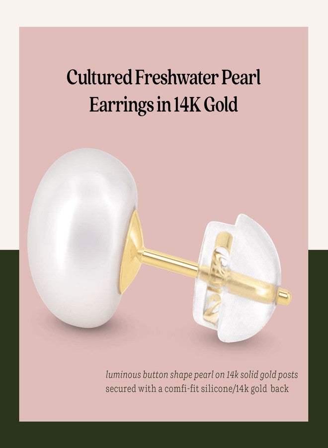 KEZEF Pearl Stud Earrings for Women 14K Real Gold Freshwater Cultured Pearl Earrings - 6.5-7mm Pearls - Image 3