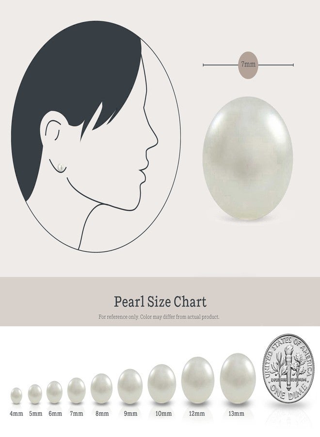 KEZEF Pearl Stud Earrings for Women 14K Real Gold Freshwater Cultured Pearl Earrings - 6.5-7mm Pearls - Image 4