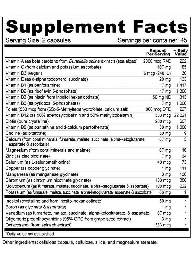 Wellness Resources Daily Energy Multiple Vitamin 100% Coenzyme B Vitamins Including Methylfolate And Methylated B12 With Other Important Cofactors For Energy Stress And Mood (90 Capsules) - Image 3